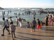 people play on beach of kanyakumari