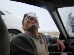 dinesh wagle inside the cab with snow on eye rohtang pass himachal pradesh india